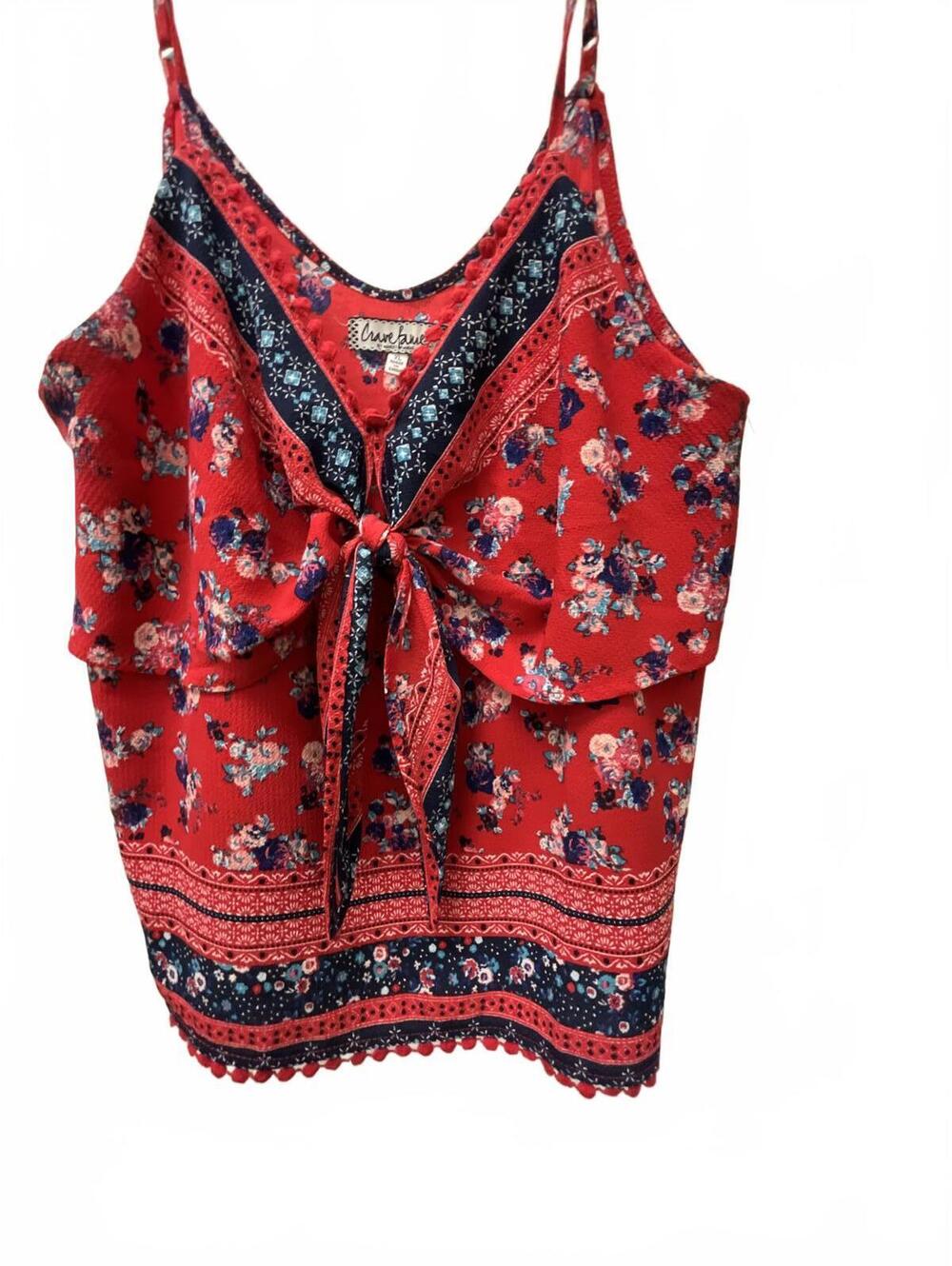 Almost Famous Red Tie Front Tank XL